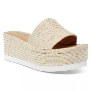 NEW Wild Pair Women Shermer Slide Espadrille Platform Wedge Sandals SZ 11M Ivory